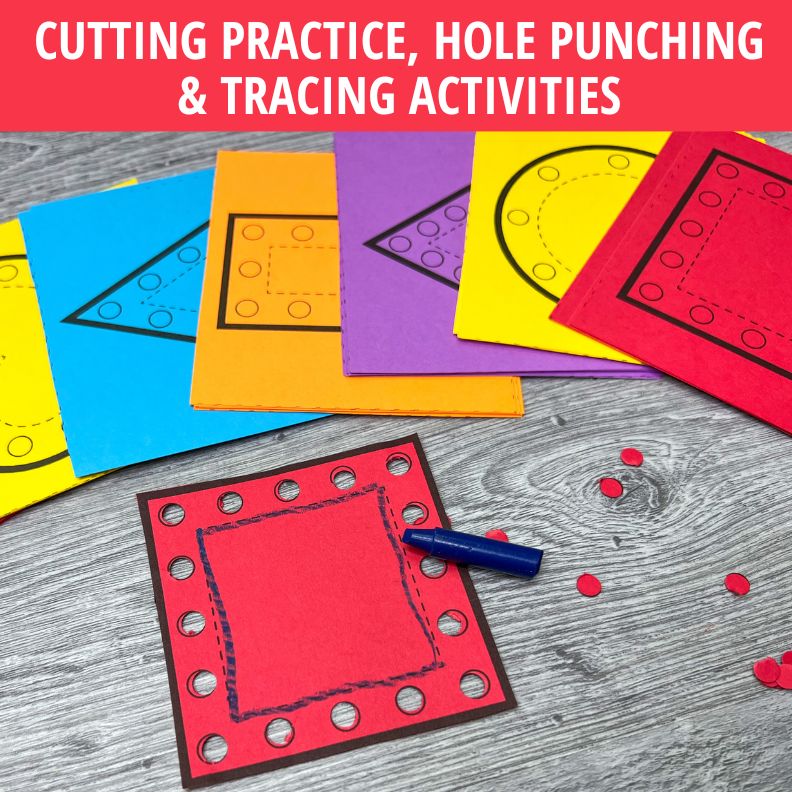 Shape Cutting, Hole Punching, and Tracing Activity