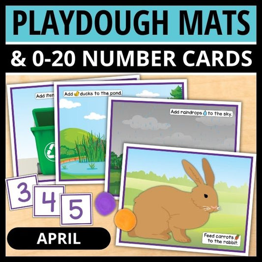 April Playdough Mats and Number Cards