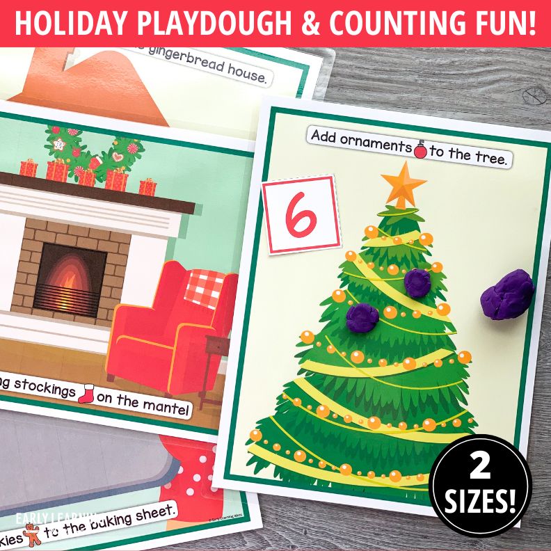 Christmas Playdough Mats and Number Cards