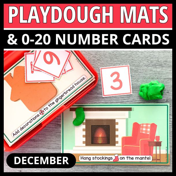 Christmas Playdough Mats and Number Cards