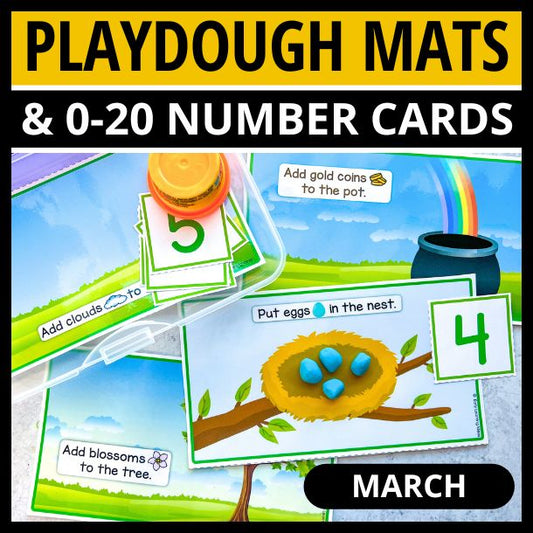 March Playdough Mats and Number Cards