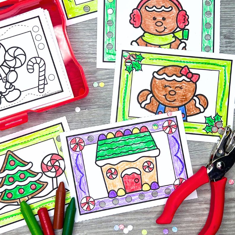 Hole Punch Task Cards - Gingerbread