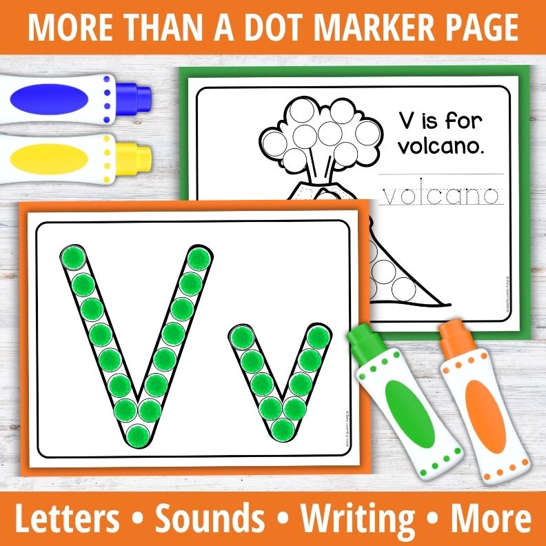 Letter V Dot Marker Coloring Pages