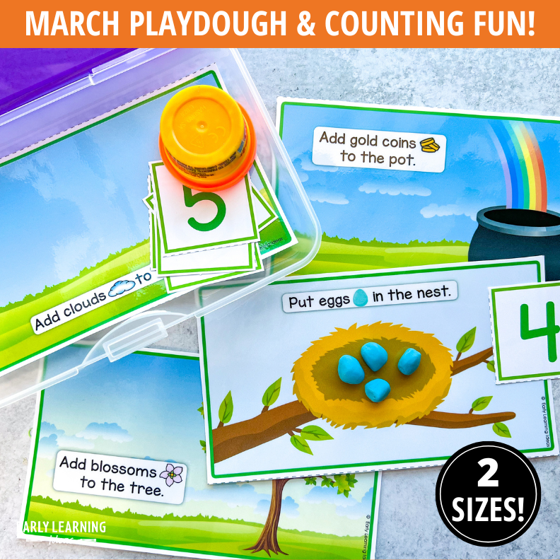 March Playdough Mats and Number Cards