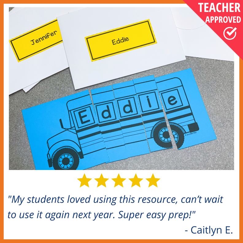 Editable Name Practice Puzzles - School Bus Puzzles