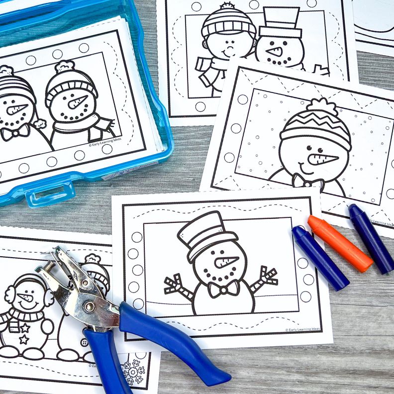 Hole Punch Task Cards - Snowman