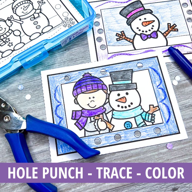 Hole Punch Task Cards - Snowman