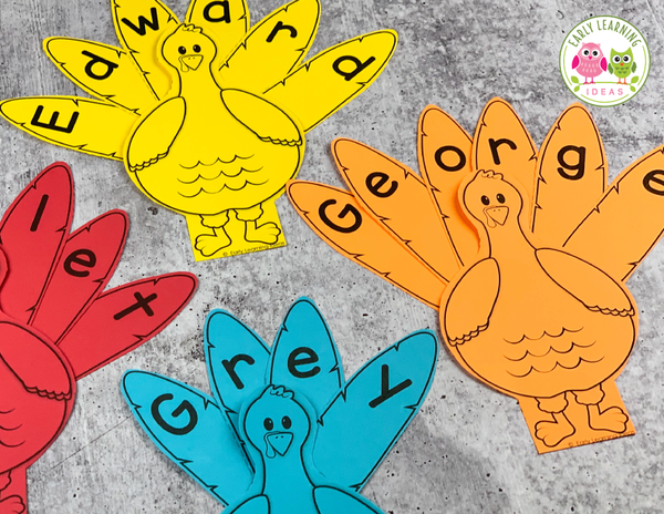 Editable Name Practice Puzzles - Thanksgiving Turkey Name Puzzles 