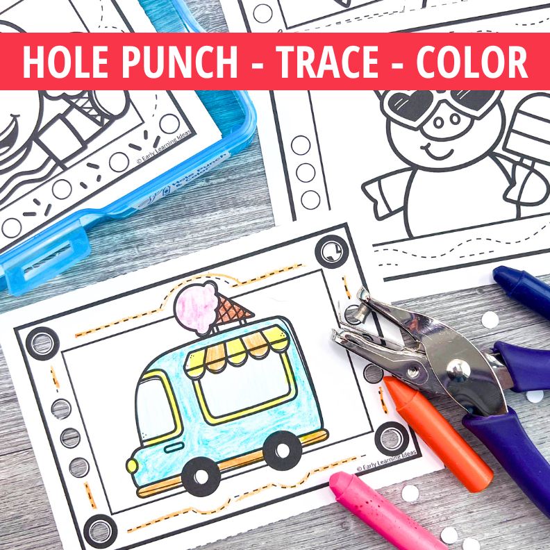 Hole Punch Task Cards - Ice Cream