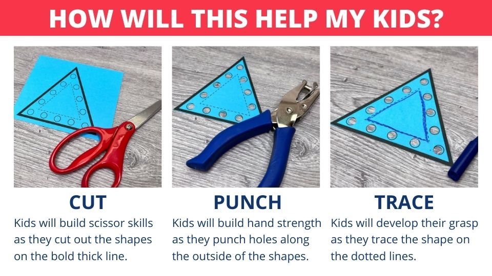 Shape Cutting, Hole Punching, and Tracing Activity Early Learning Ideas