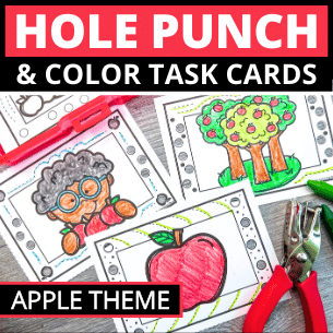 Hole Punch Task Cards - Apples