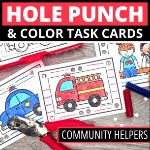 Hole Punch Task Cards - Community Helpers