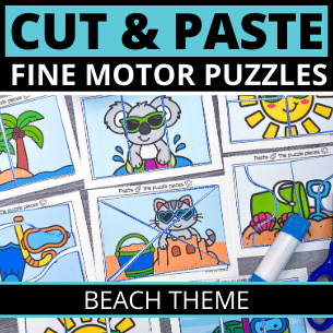 Cutting Practice Puzzles - Beach Theme