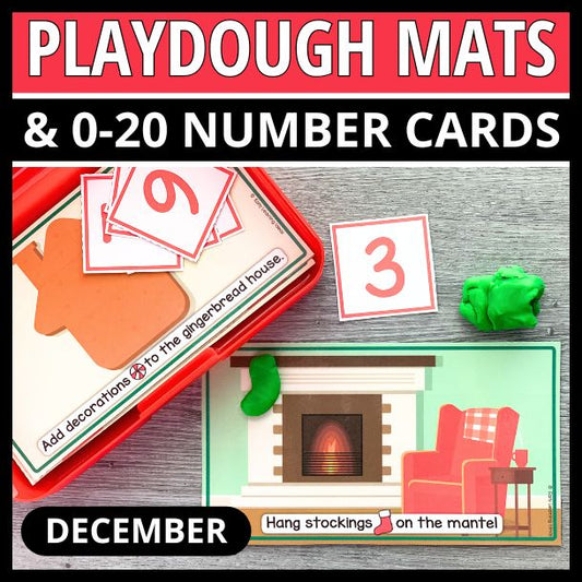 Christmas Playdough Mats and Number Cards