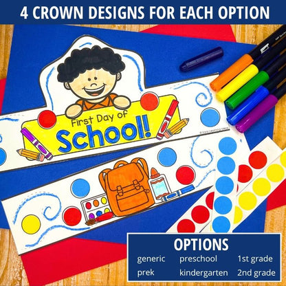 First Day of School Crown Craft Printable
