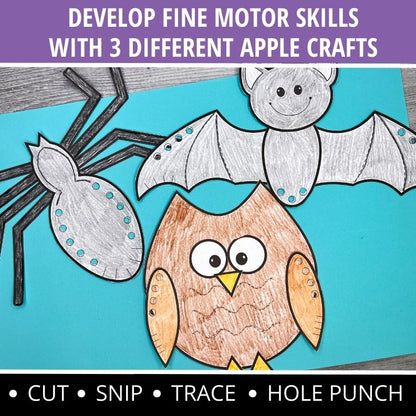 Halloween Bat Spider & Owl Fine Motor Crafts