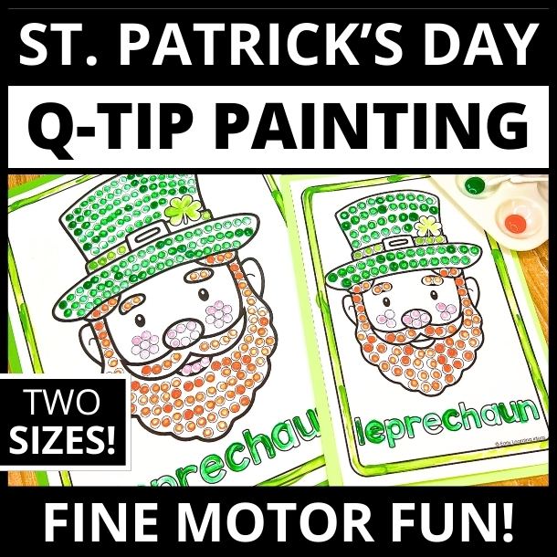 St. Patrick's Day Q-tip Dot Painting Activity Sheets