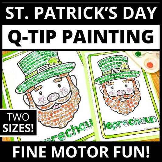St. Patrick's Day Q-tip Dot Painting Activity Sheets