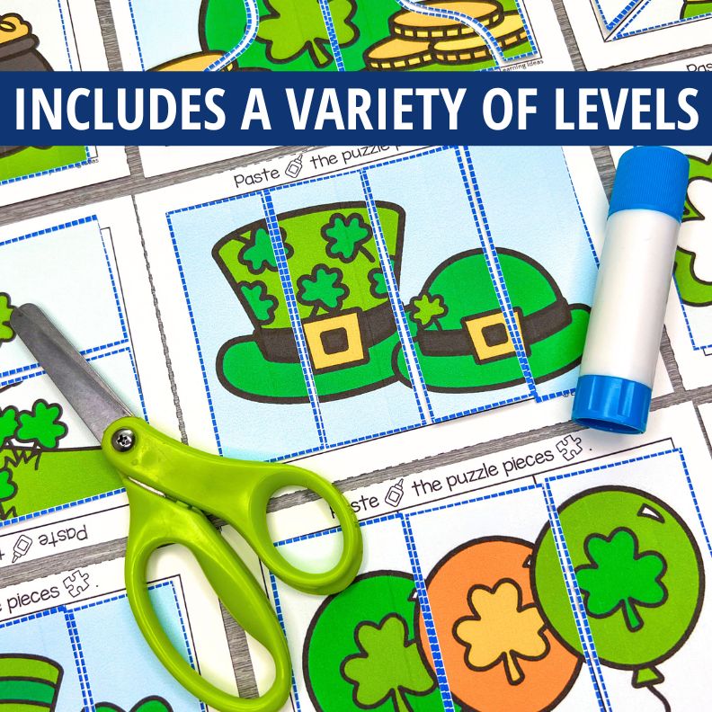 St. Patrick's Day Cut and Paste Puzzles – Early Learning Ideas