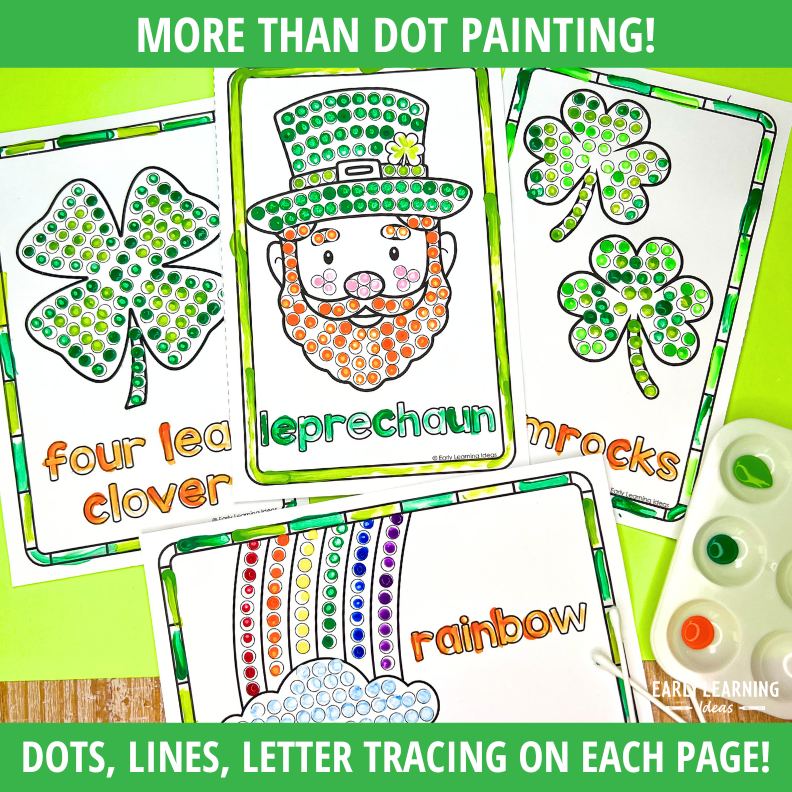 St. Patrick's Day Q-tip Dot Painting Activity Sheets
