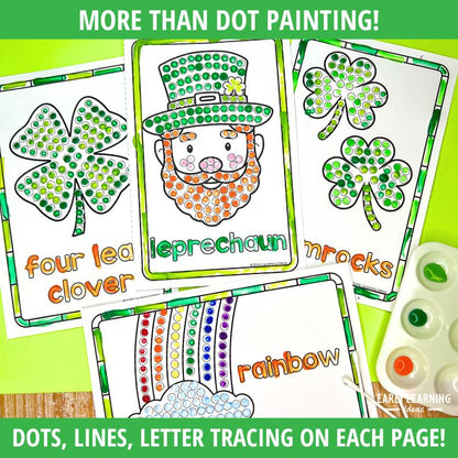 St. Patrick's Day Q-tip Dot Painting Activity Sheets