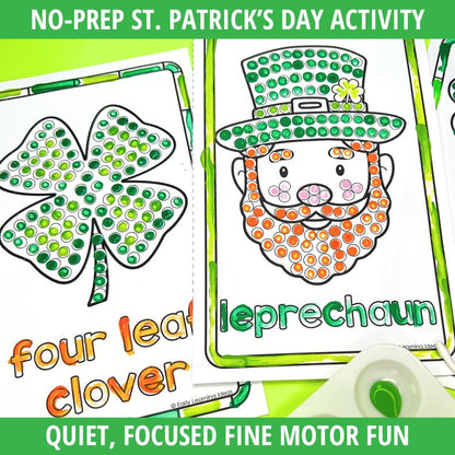 St. Patrick's Day Q-tip Dot Painting Activity Sheets