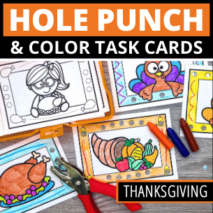 Hole Punch Task Cards - Thanksgiving