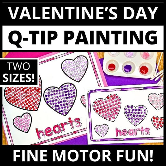 Valentine's Day Q-tip Dot Painting Sheets