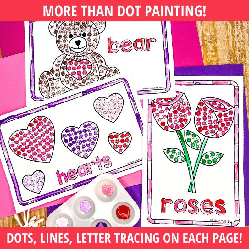 Valentine's Day Q-tip Dot Painting Sheets