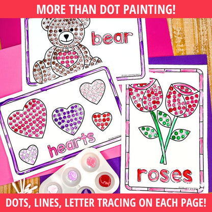 Valentine's Day Q-tip Dot Painting Sheets
