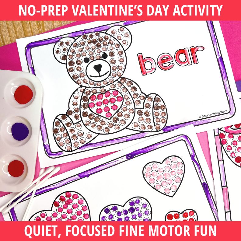 Valentine's Day Q-tip Dot Painting Sheets