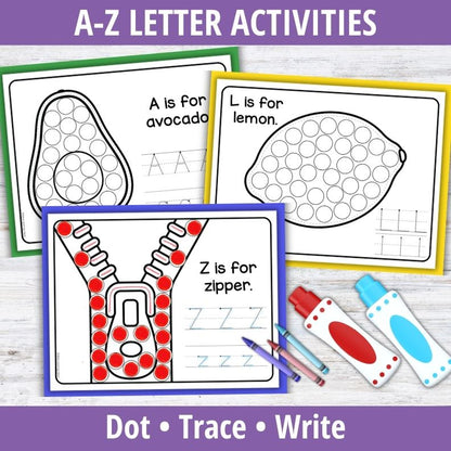 Alphabet Dot Marker Activity Coloring Sheets