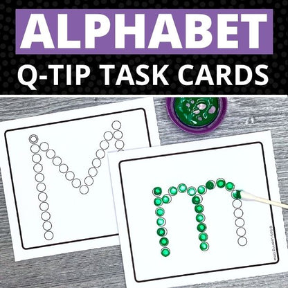 Alphabet Q-Tip Task Cards | Letter Formation & Fine Motor Activities