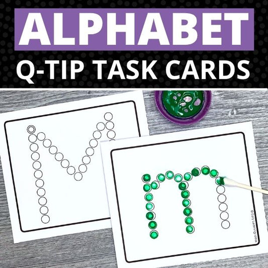 Alphabet Q-Tip Task Cards | Letter Formation & Fine Motor Activities