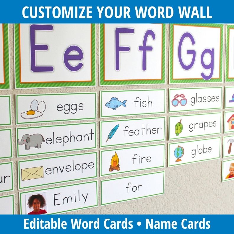Alphabet Word Wall  & Headers | Printable Word Wall Cards with Editable Templates