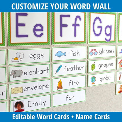 Alphabet Word Wall  & Headers | Printable Word Wall Cards with Editable Templates