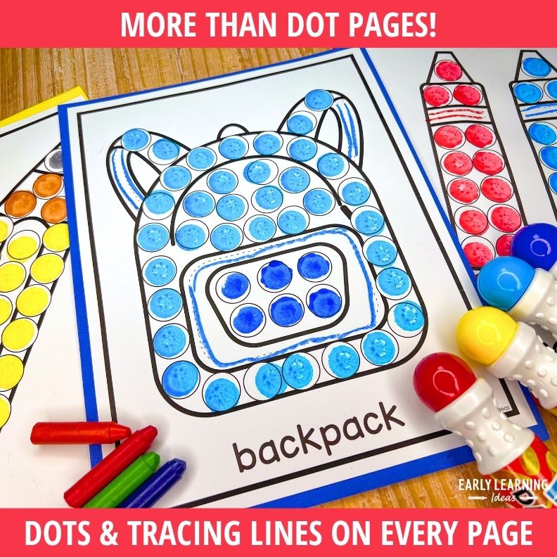 Back to School Dot Marker Coloring Pages with Built-In Tracing