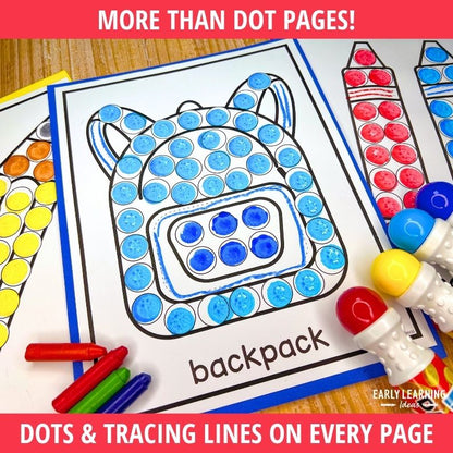 Back to School Dot Marker Coloring Pages with Built-In Tracing