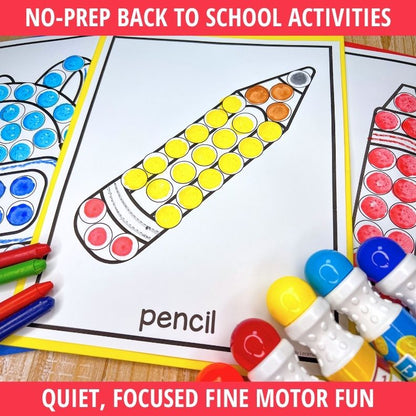 Back to School Dot Marker Coloring Pages with Built-In Tracing