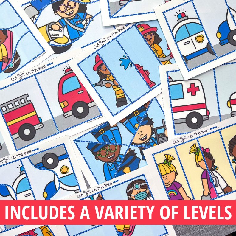 Cut and Paste Puzzles - Community Helpers – Early Learning Ideas