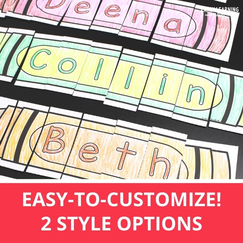 Editable Name Practice Puzzles - Crayon Name Puzzles