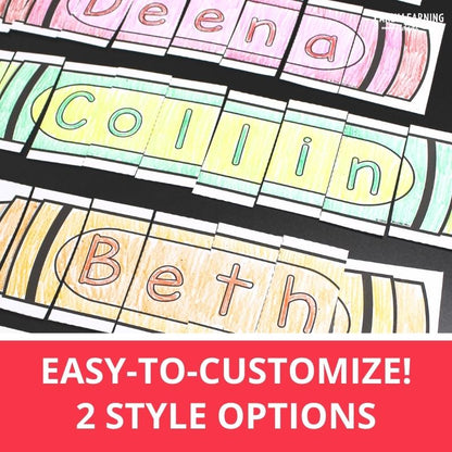 Editable Name Practice Puzzles - Crayon Name Puzzles