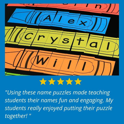 Editable Name Practice Puzzles - Crayon Name Puzzles