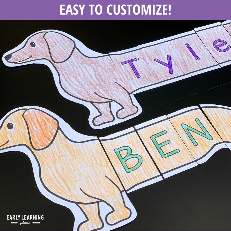 Editable Name Practice Puzzles - Dog Theme