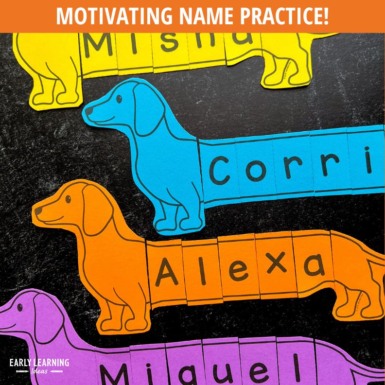 Editable Name Practice Puzzles - Dog Theme