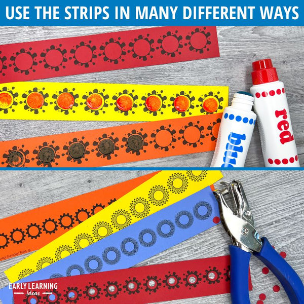 Sticker Patterning Activities Dot Sticker Activity Strips – Early Learning Ideas