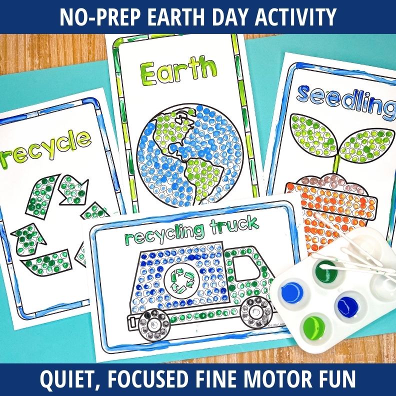 Earth Day Q-Tip Painting Fine Motor Activity