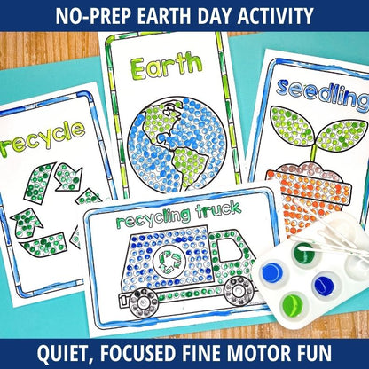 Earth Day Q-Tip Painting Fine Motor Activity