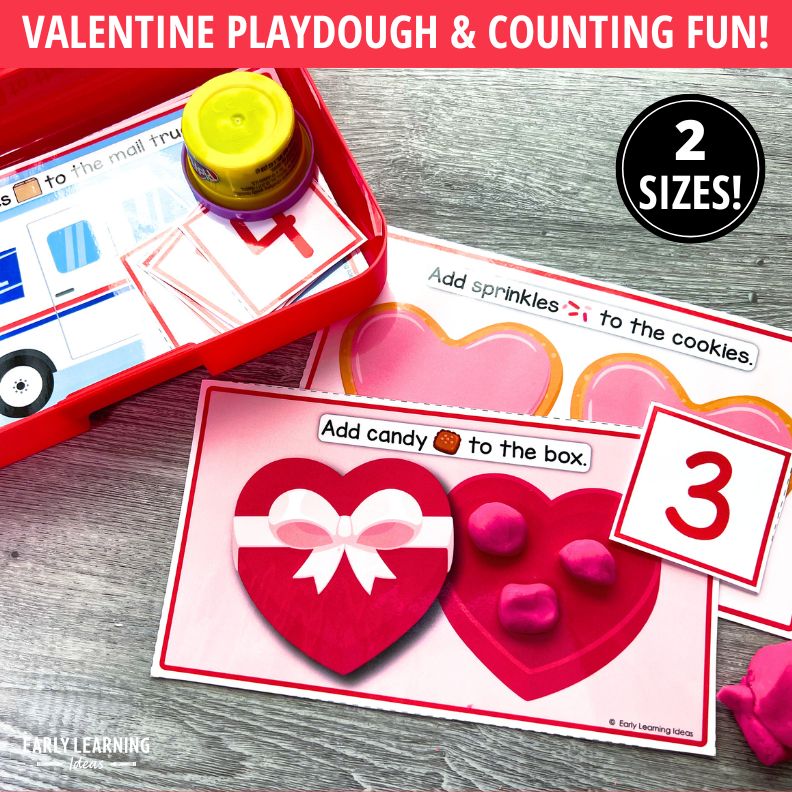 Valentines Day Playdough Mats and Number Cards