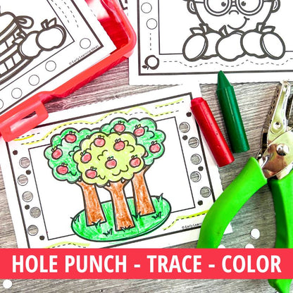 Hole Punch Task Cards - Apples